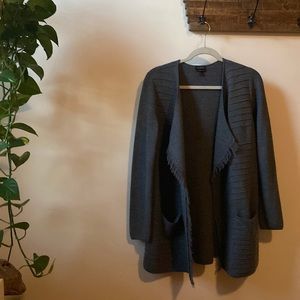 Talbots merino wool fringe cardigan